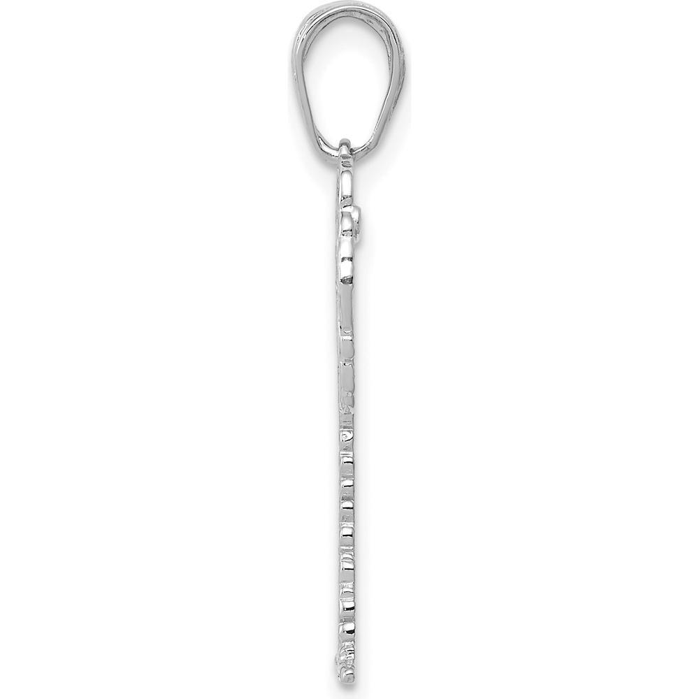 14K White Gold Palm Tree Pendant with Rhodium Plating - 27mm Length by Oro Pregiato