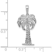 14K White Gold Palm Tree Pendant with Rhodium Plating - 27mm Length by Oro Pregiato