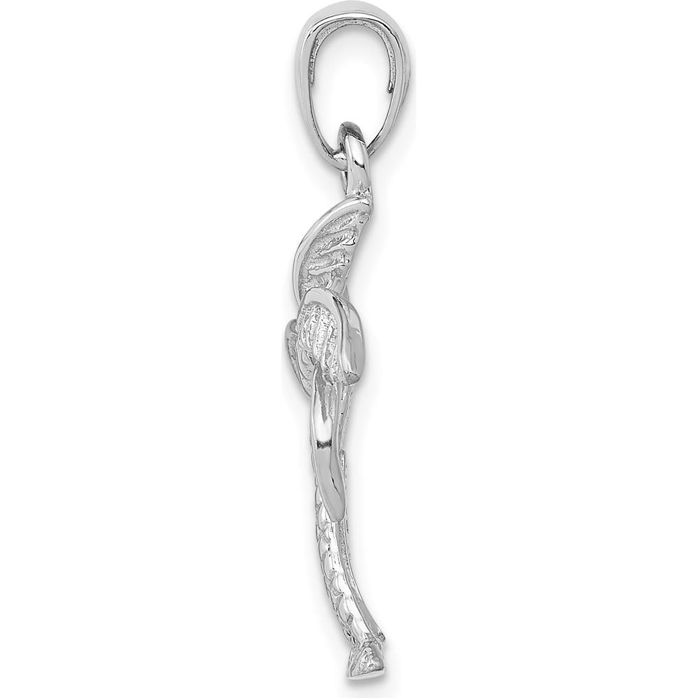 14K White Gold Palm Tree Pendant with Rhodium Plating - 28mm Length by Oro Pregiato