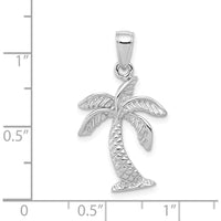 14K White Gold Palm Tree Pendant with Rhodium Plating - 28mm Length by Oro Pregiato