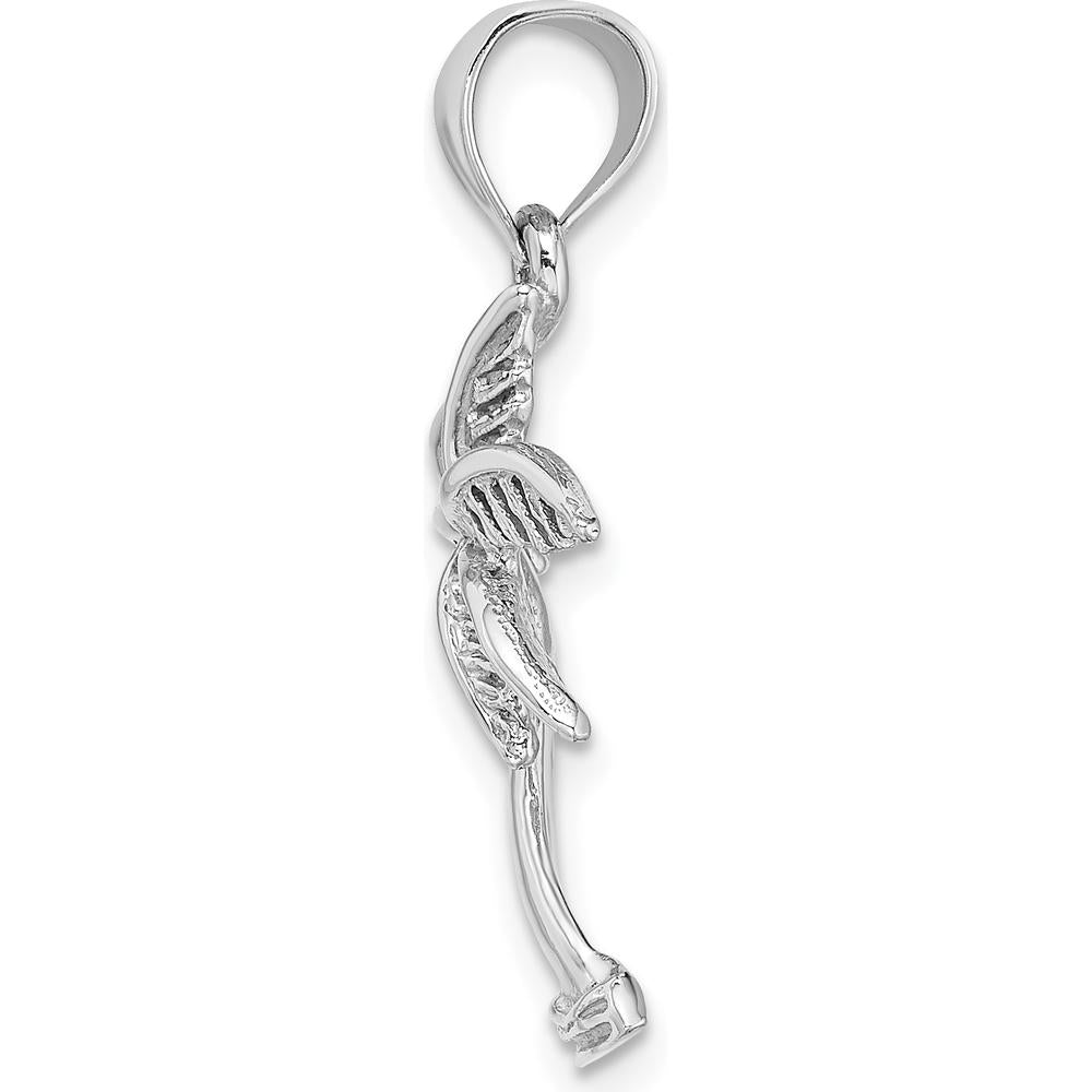 14K White Gold Palm Tree Pendant with Rhodium Plating - Tropical Beach Inspired Charm by Oro Pregiato