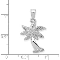 14K White Gold Palm Tree Pendant with Rhodium Plating - Tropical Beach Inspired Charm by Oro Pregiato