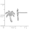 14K White Gold Palm Tree Post Earrings with Rhodium Plating - Polished Finish by 0