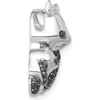 14K White Gold Panda Pendant with 3/8 Carat Black Diamonds - Unique Mother and Child Charm by Monteluci Fine Jewelry
