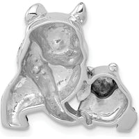 14K White Gold Panda Pendant with 3/8 Carat Black Diamonds - Unique Mother and Child Charm by Monteluci Fine Jewelry