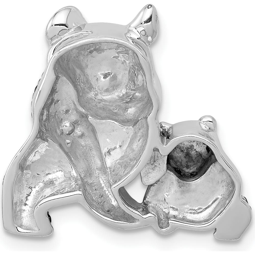 14K White Gold Panda Pendant with 3/8 Carat Black Diamonds - Unique Mother and Child Charm by Monteluci Fine Jewelry
