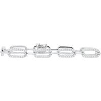 14K White Gold Paperclip Link Bracelet with Prong-Set Round Diamonds - 2.50 Carat Total Diamond Weight