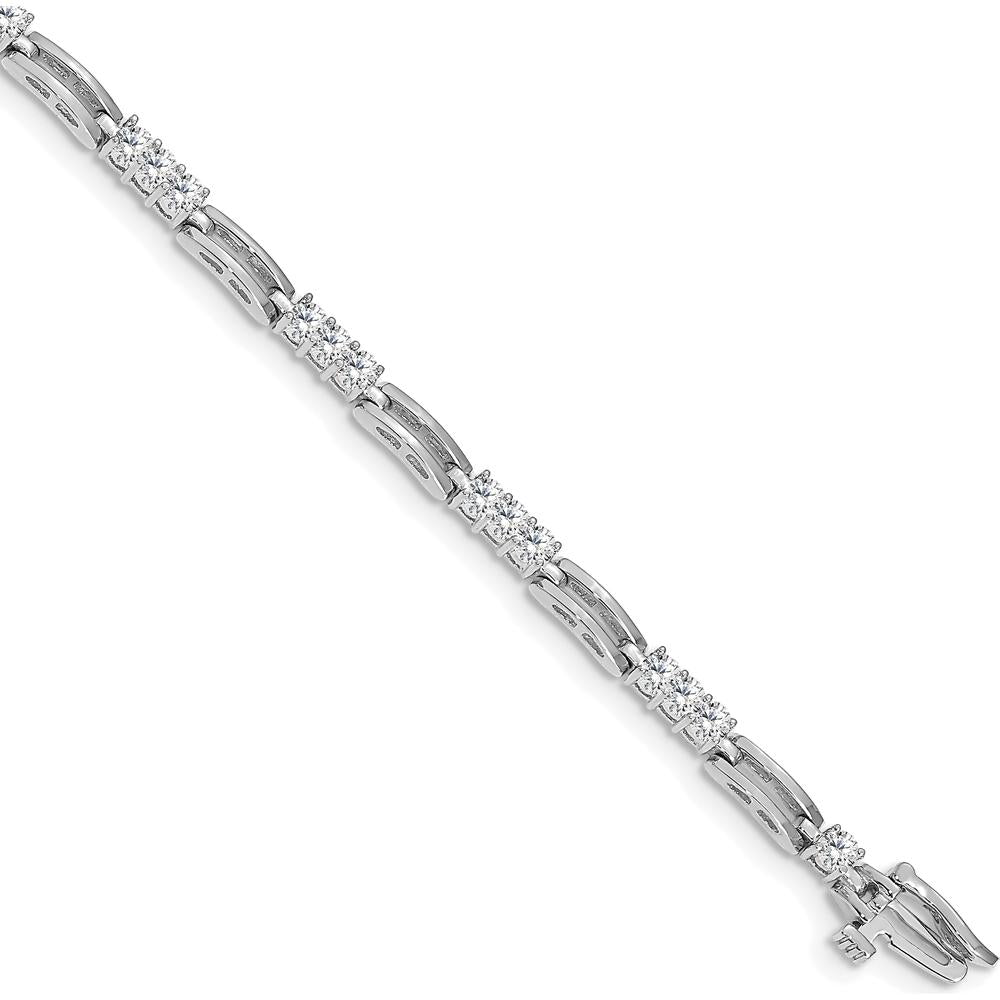 14K White Gold Paperclip Link Tennis Bracelet with 28 Round Diamonds - 1.5 Carat Total Diamond Weight by Monteluci Fine Jewelry