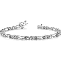 14K White Gold Paperclip Link Tennis Bracelet with 28 Round Diamonds - 1.5 Carat Total Diamond Weight by Monteluci Fine Jewelry