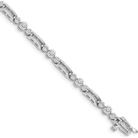 14K White Gold Paperclip Link Tennis Bracelet with Bezel Set Round Diamonds - 1.8 Carat Total Diamond Weight by Monteluci Fine Jewelry