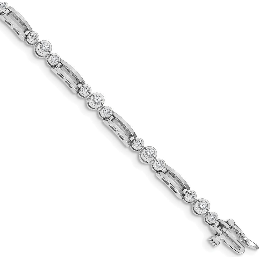 14K White Gold Paperclip Link Tennis Bracelet with Bezel Set Round Diamonds - 1.8 Carat Total Diamond Weight by Monteluci Fine Jewelry