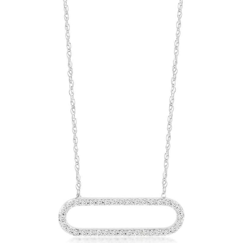 14K White Gold Paperclip Necklace with 0.25 Carats Total Diamond Weight