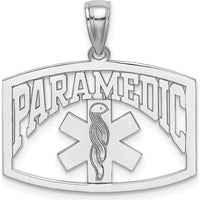 14K White Gold PARAMEDIC Cut-Out Pendant with Star of Life Design by Oro Pregiato