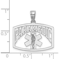 14K White Gold PARAMEDIC Cut-Out Pendant with Star of Life Design by Oro Pregiato