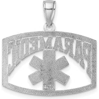 14K White Gold PARAMEDIC Cut-Out Pendant with Star of Life Design by Oro Pregiato