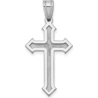 14K White Gold Passion Cross Pendant - 30mm Length, Rhodium Plated Finish by Oro Pregiato