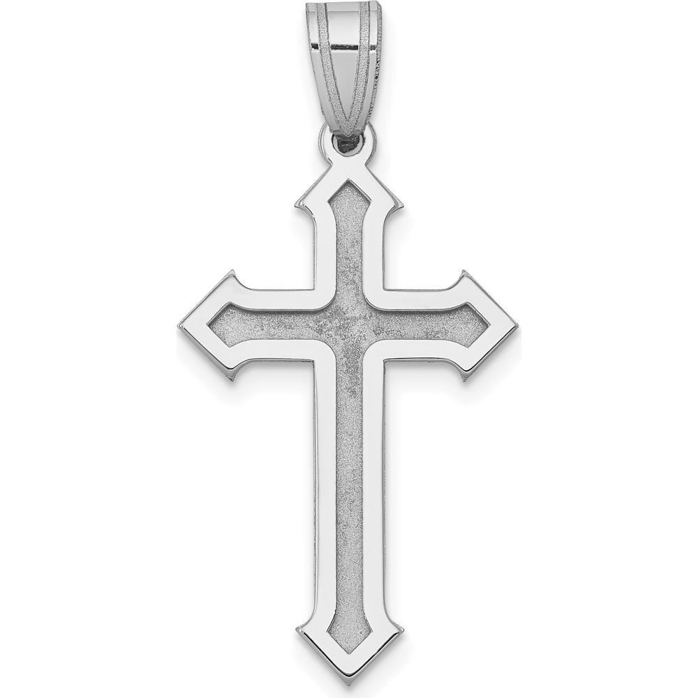 14K White Gold Passion Cross Pendant - 30mm Length, Rhodium Plated Finish by Oro Pregiato