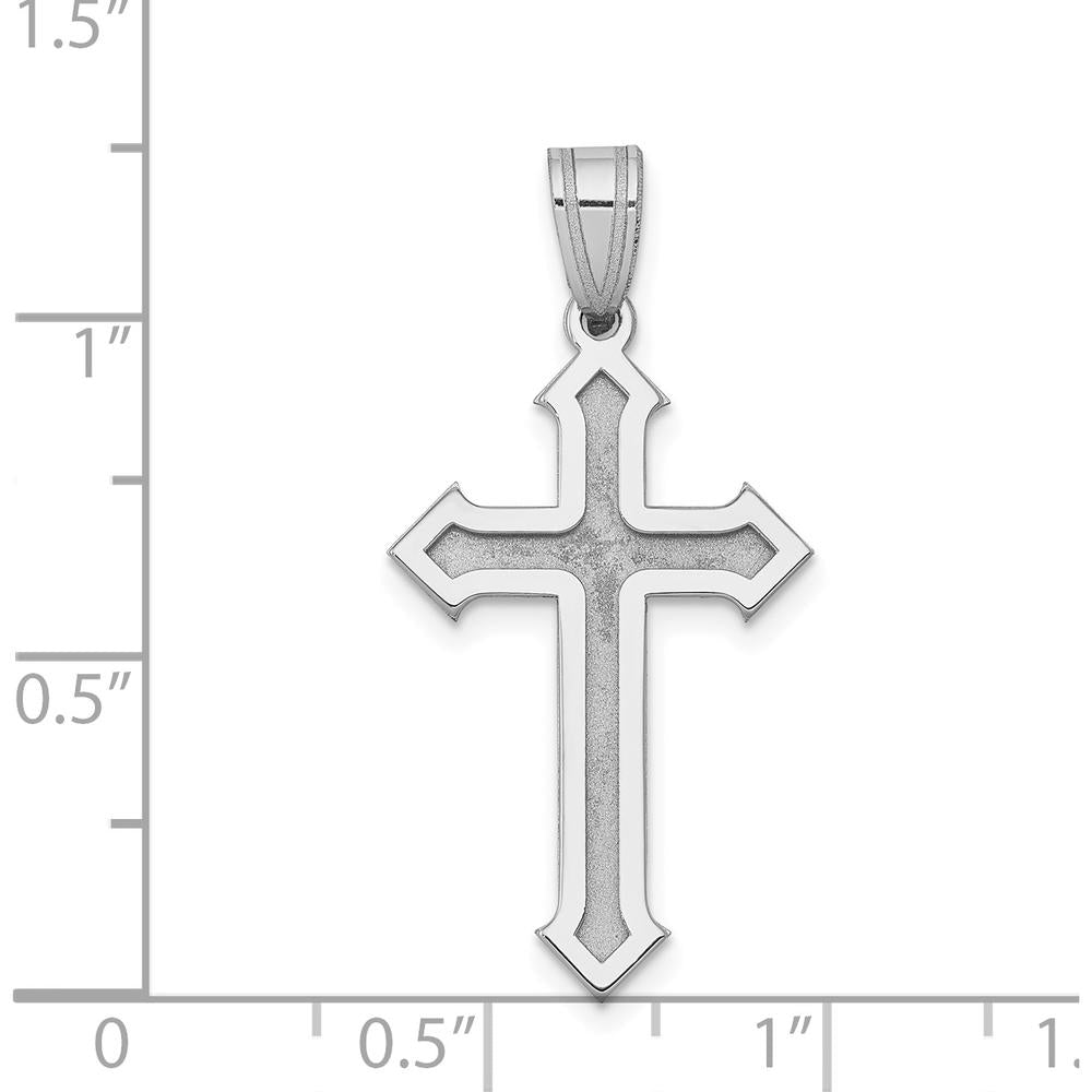 14K White Gold Passion Cross Pendant - 30mm Length, Rhodium Plated Finish by Oro Pregiato
