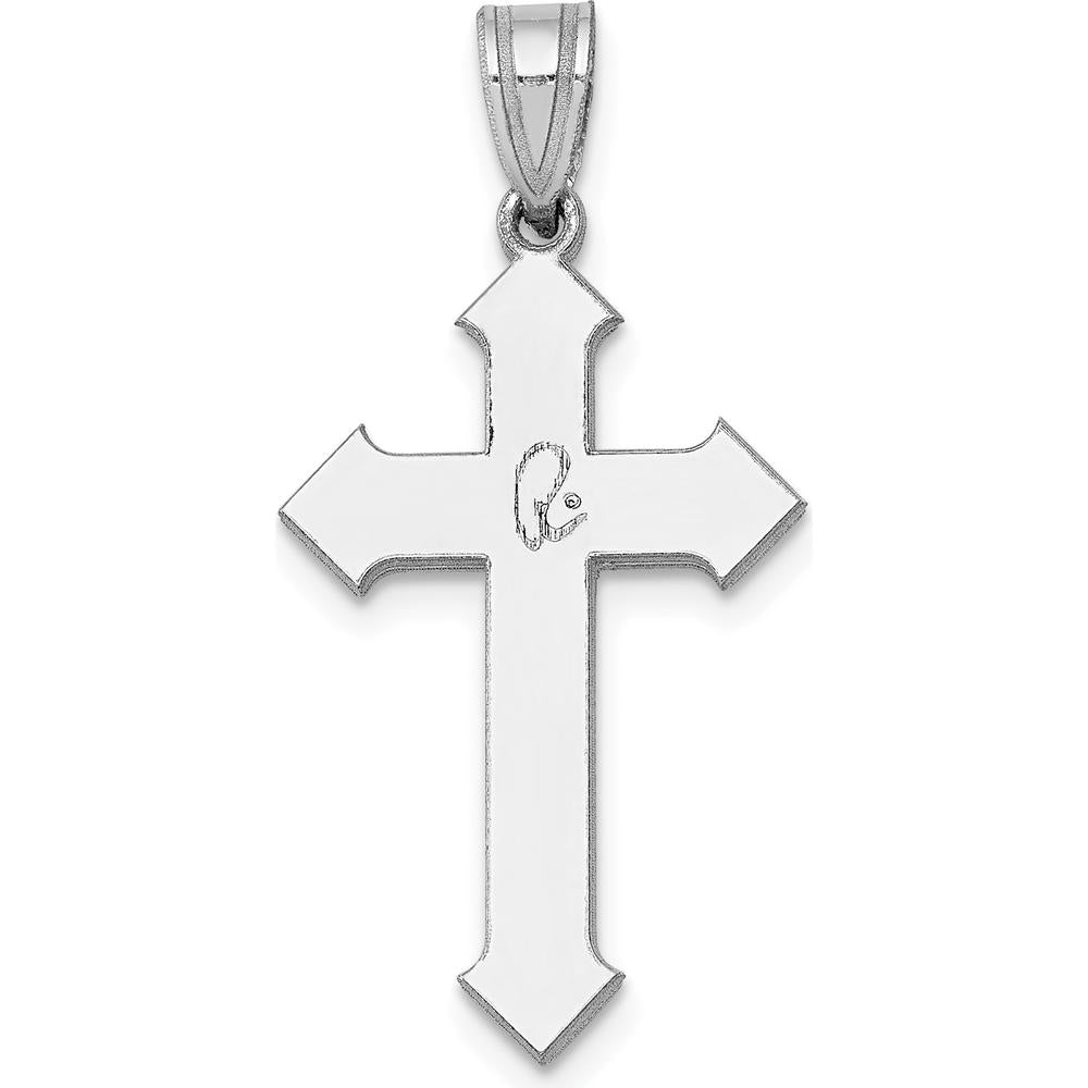 14K White Gold Passion Cross Pendant - 30mm Length, Rhodium Plated Finish by Oro Pregiato