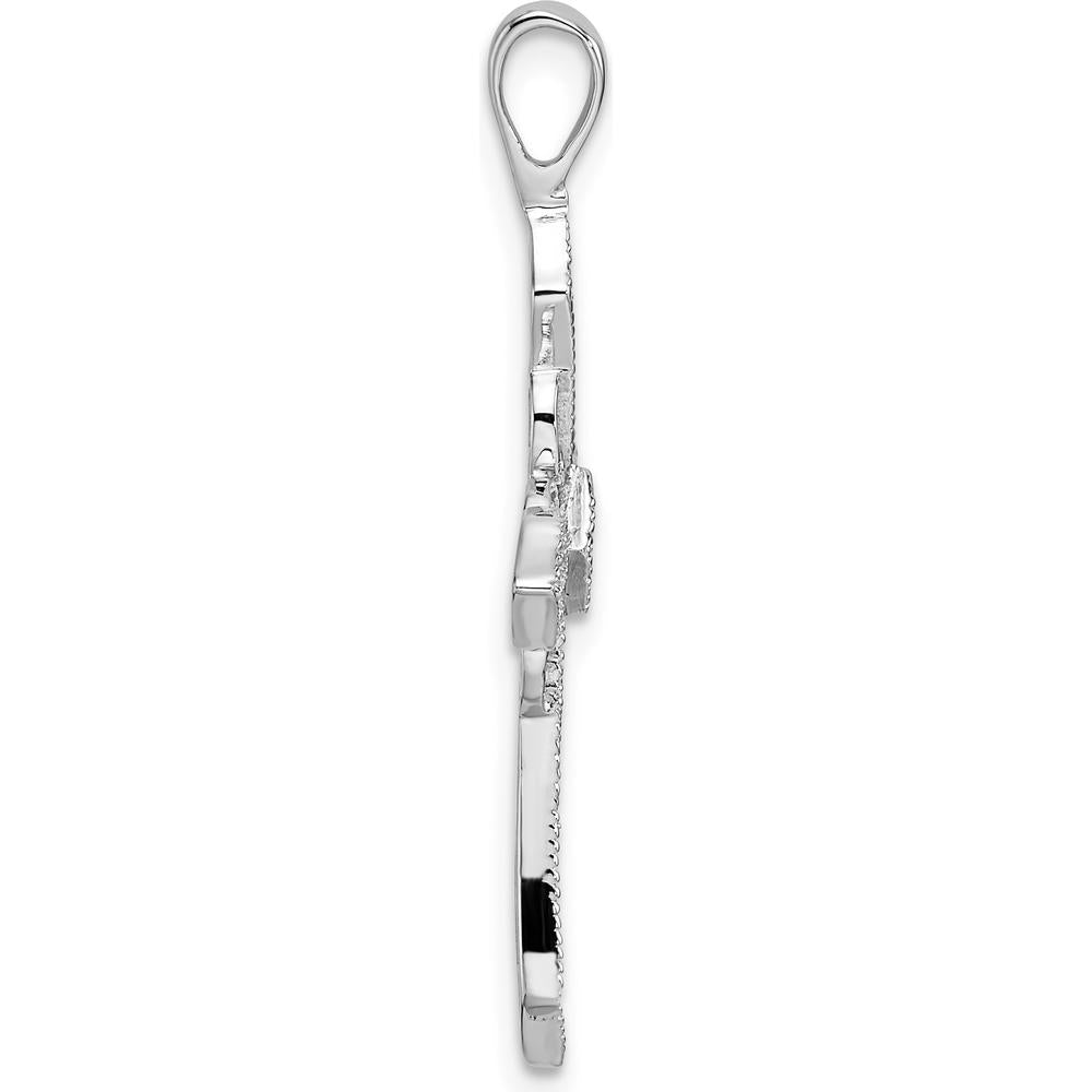 14K White Gold Passion Cross Pendant Mounting with Round Stone Settings - 33mm Length by Oro Pregiato