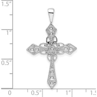 14K White Gold Passion Cross Pendant Mounting with Round Stone Settings - 33mm Length by Oro Pregiato