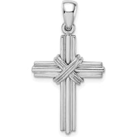 14K White Gold Passion Cross Pendant - Polished Design with Rhodium Plating by Oro Pregiato
