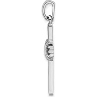14K White Gold Passion Cross Pendant - Polished Design with Rhodium Plating by Oro Pregiato