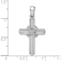 14K White Gold Passion Cross Pendant - Polished Design with Rhodium Plating by Oro Pregiato