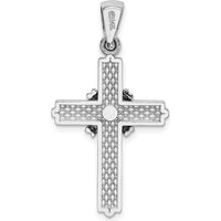 14K White Gold Passion Cross Pendant - Polished Design with Rhodium Plating by Oro Pregiato