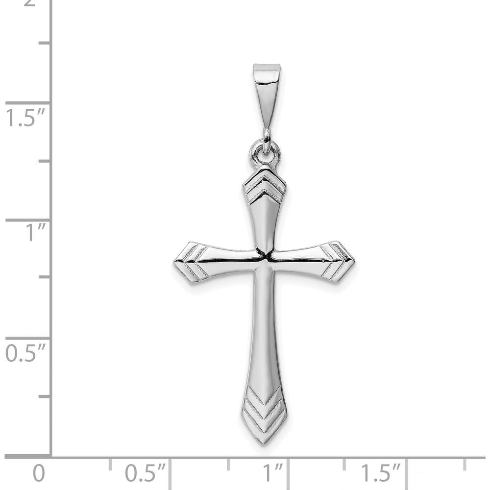 14K White Gold Passion Cross Pendant - Rhodium Plated by Oro Pregiato