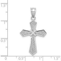 14K White Gold Passion Cross Pendant with Diamond-Cut Detailing and Rhodium Plating by Oro Pregiato