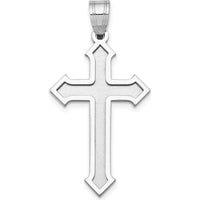 14K White Gold Passion Cross Pendant with Rhodium Plating - 36mm Length by Oro Pregiato