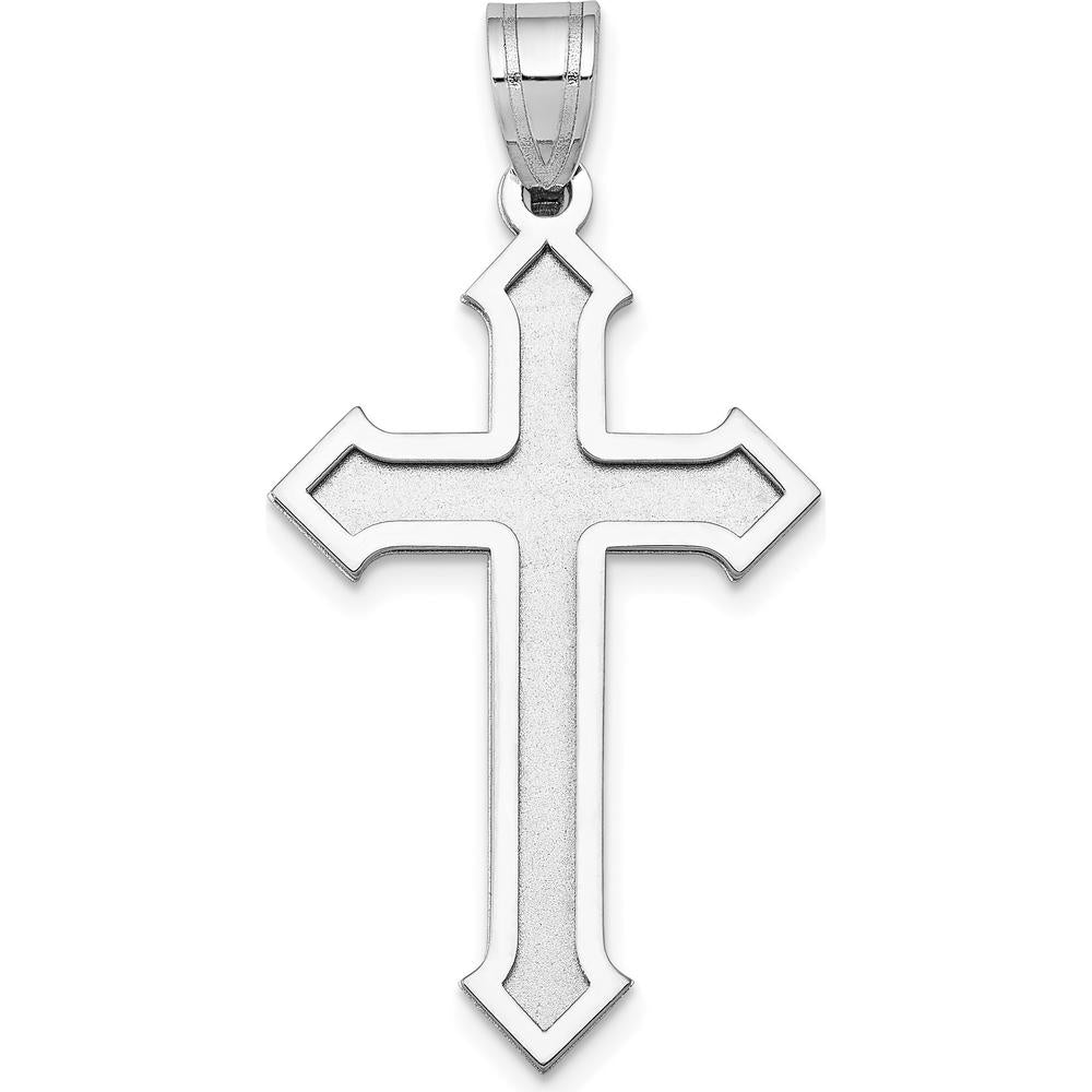 14K White Gold Passion Cross Pendant with Rhodium Plating - 36mm Length by Oro Pregiato