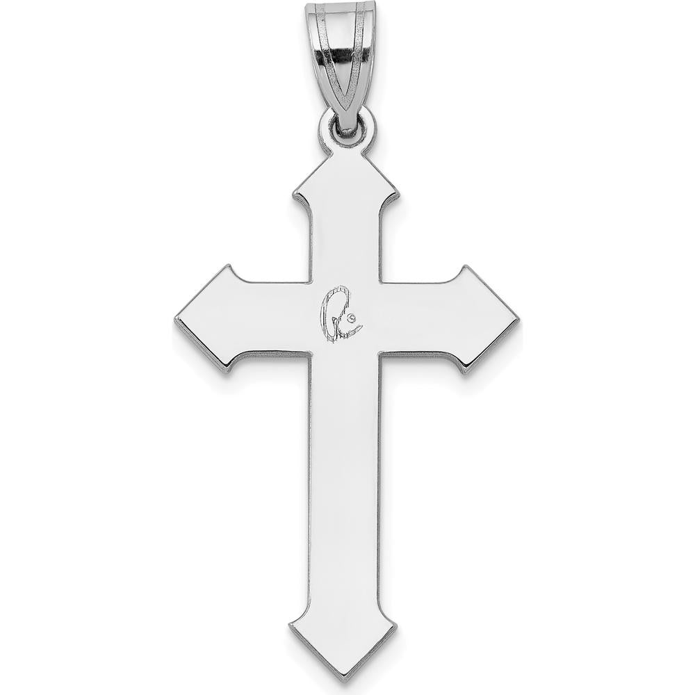 14K White Gold Passion Cross Pendant with Rhodium Plating - 36mm Length by Oro Pregiato