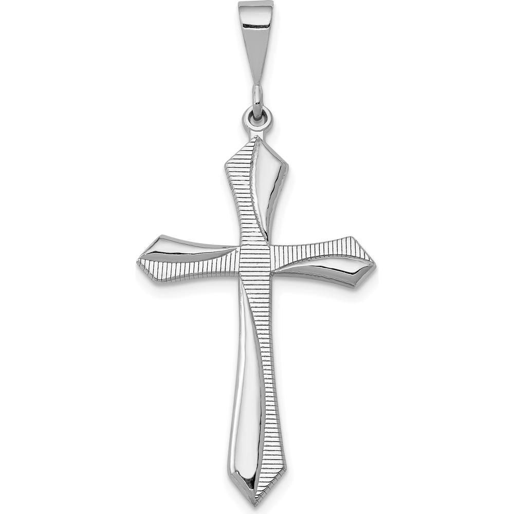 14K White Gold Passion Cross Pendant with Rhodium Plating - 43mm Length, 20mm Width by Oro Pregiato
