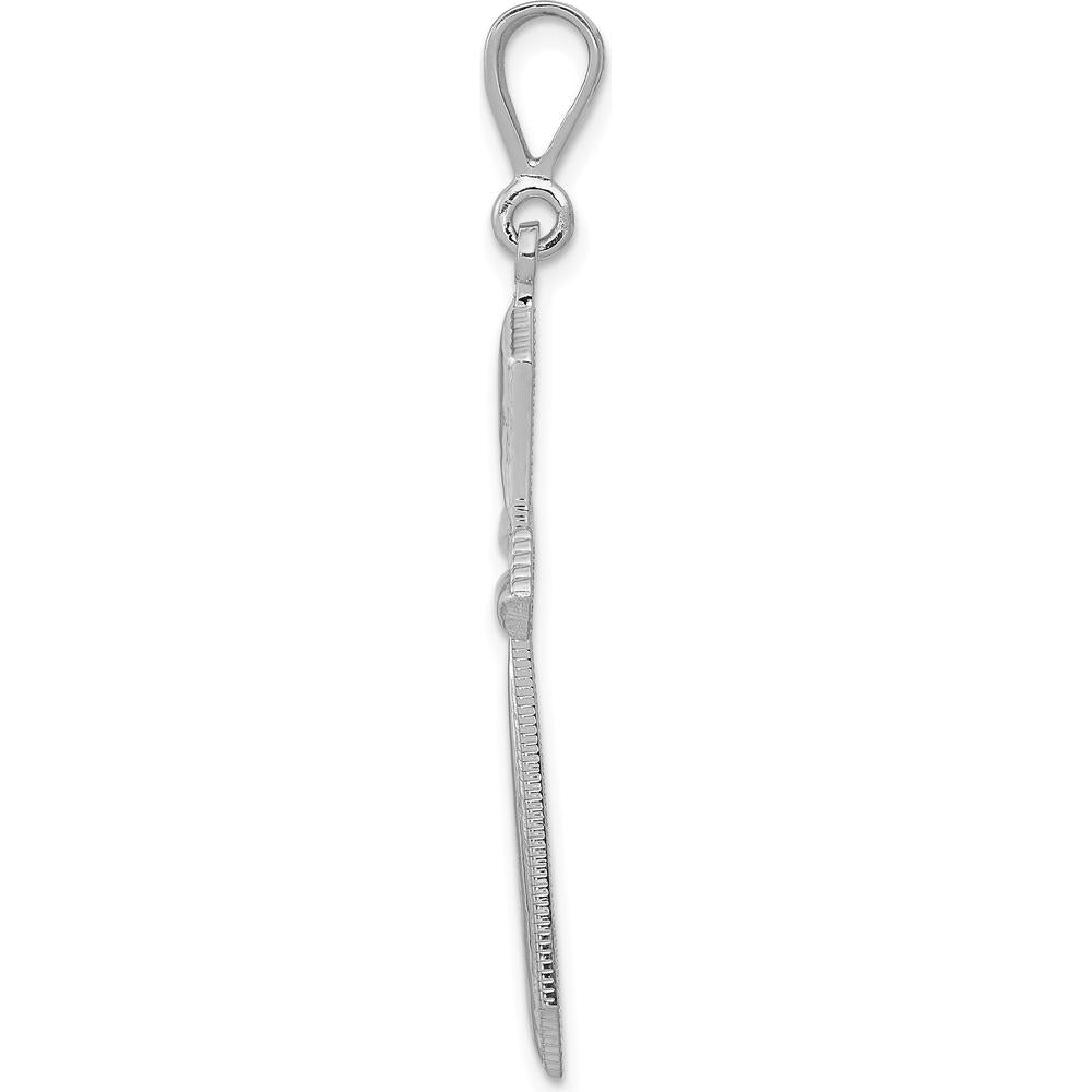 14K White Gold Passion Cross Pendant with Rhodium Plating - 43mm Length, 20mm Width by Oro Pregiato