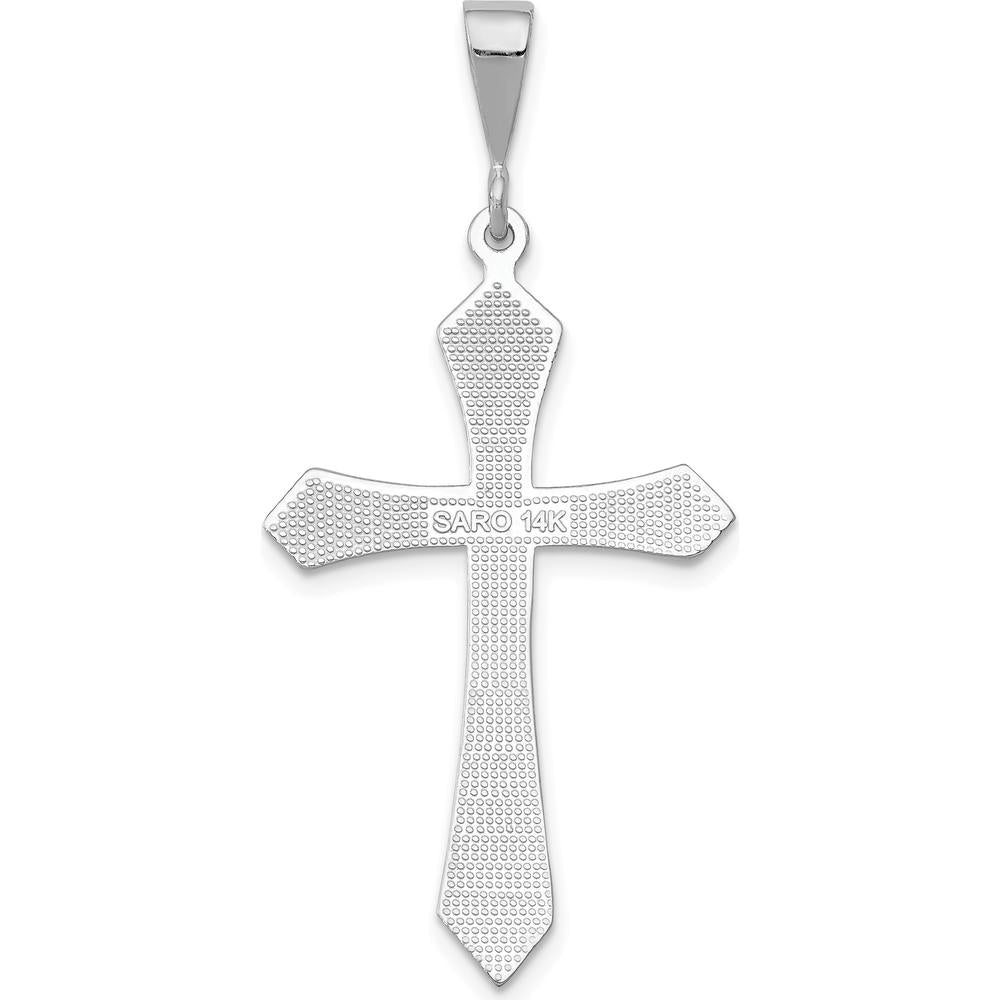 14K White Gold Passion Cross Pendant with Rhodium Plating - 43mm Length, 20mm Width by Oro Pregiato