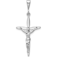 14K White Gold Passion Crucifix Pendant - Rhodium Plated - 42mm Length by Oro Pregiato