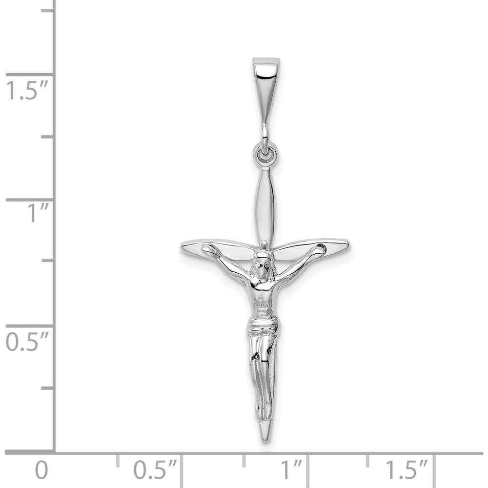 14K White Gold Passion Crucifix Pendant - Rhodium Plated - 42mm Length by Oro Pregiato