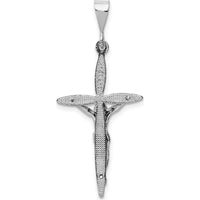 14K White Gold Passion Crucifix Pendant - Rhodium Plated - 42mm Length by Oro Pregiato