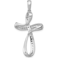 14K White Gold Pavé Diamond Cross Pendant - 1/5 Carat Total Diamond Weight by Monteluci Fine Jewelry