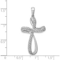 14K White Gold Pavé Diamond Cross Pendant - 1/5 Carat Total Diamond Weight by Monteluci Fine Jewelry