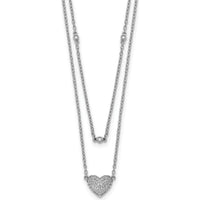 14K White Gold Pave Diamond Heart Necklace - 1/5 Carat Total Diamond Weight by Oro Pregiato