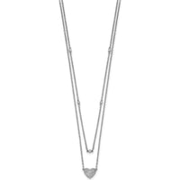 14K White Gold Pave Diamond Heart Necklace - 1/5 Carat Total Diamond Weight by Oro Pregiato