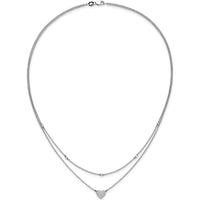 14K White Gold Pave Diamond Heart Necklace - 1/5 Carat Total Diamond Weight by Oro Pregiato