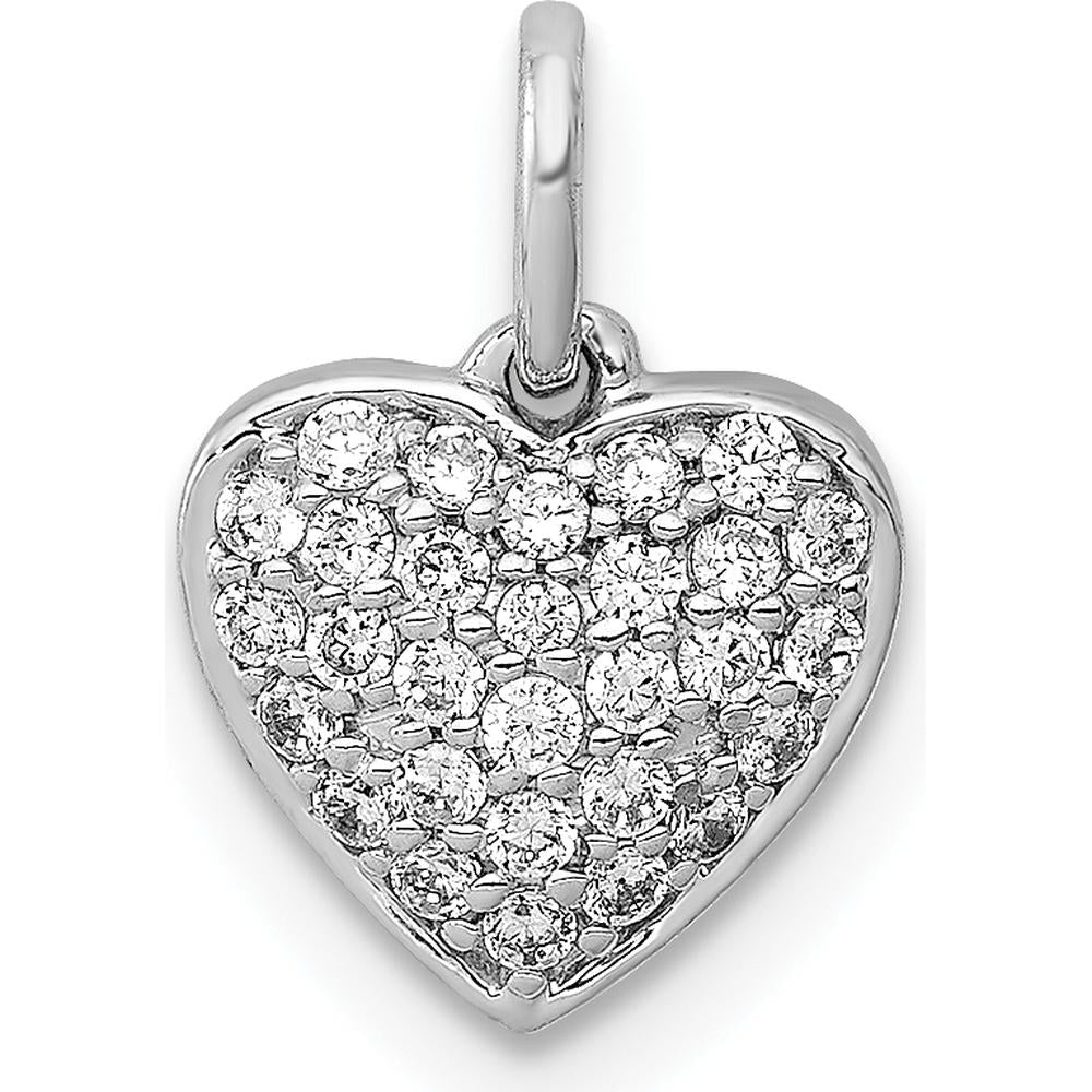 14K White Gold Pave Diamond Heart Pendant - 0.20 Carat Total Diamond Weight by Monteluci Fine Jewelry