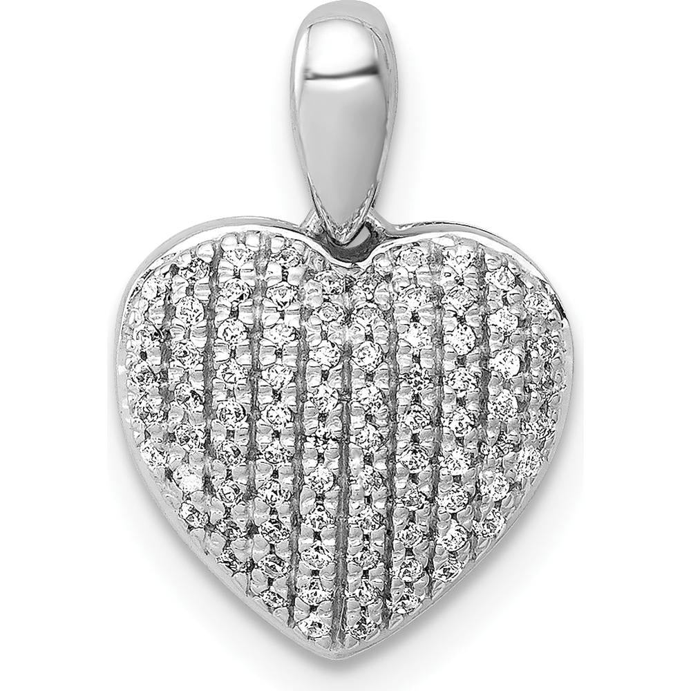14K White Gold Pave Diamond Heart Pendant - 1/4 Carat Total Diamond Weight by Monteluci Fine Jewelry