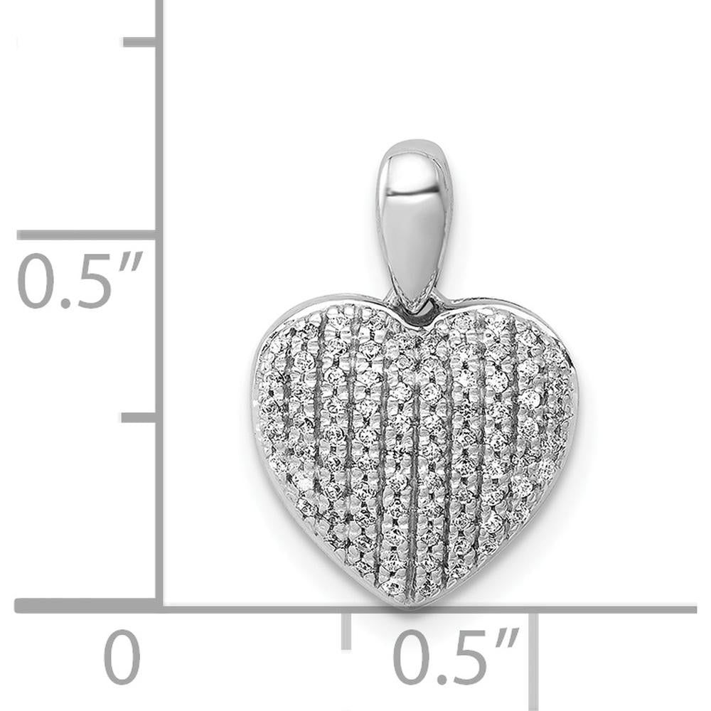 14K White Gold Pave Diamond Heart Pendant - 1/4 Carat Total Diamond Weight by Monteluci Fine Jewelry