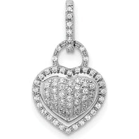 14K White Gold Pave Diamond Heart Pendant - 1/5 Carat Total Diamond Weight by Monteluci Fine Jewelry
