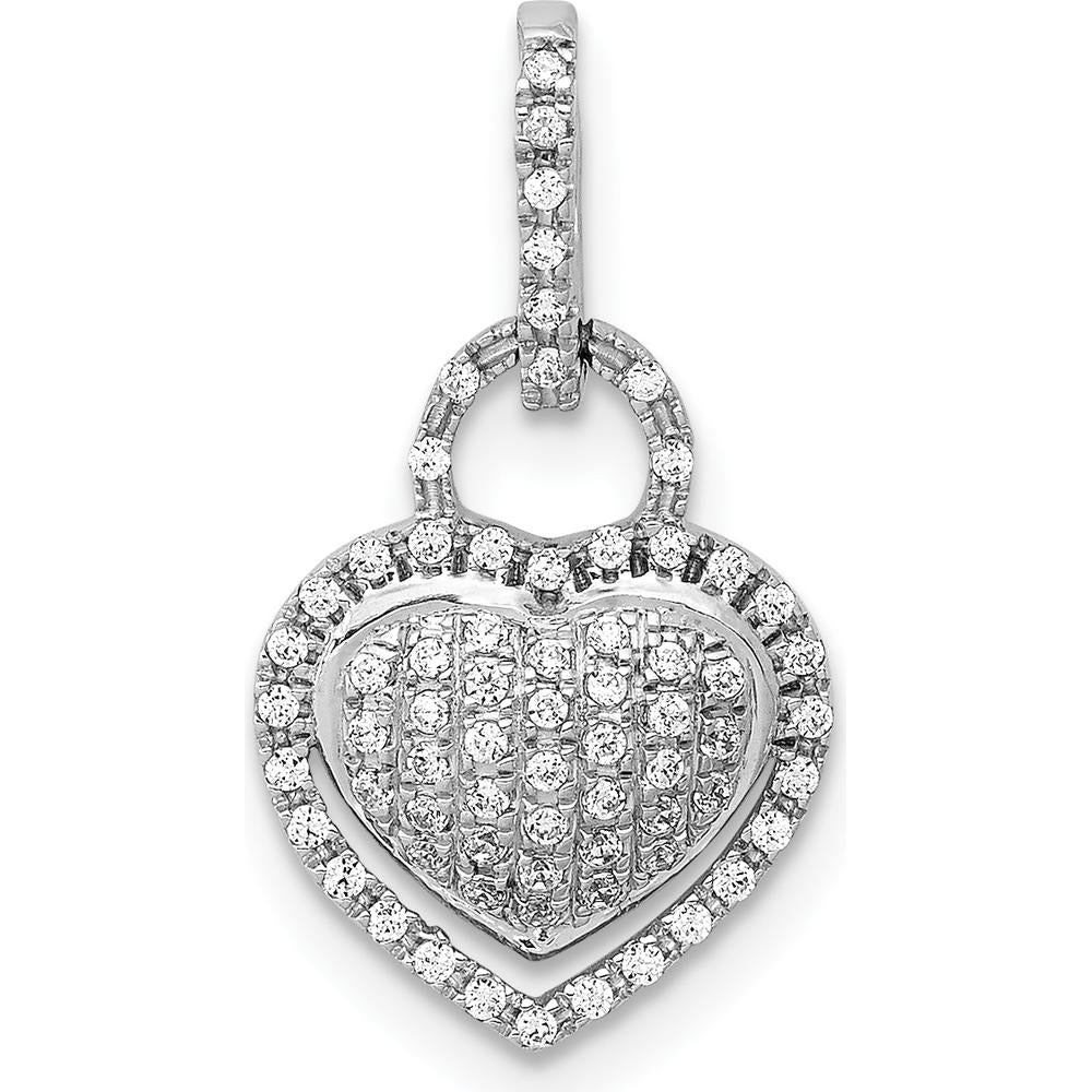 14K White Gold Pave Diamond Heart Pendant - 1/5 Carat Total Diamond Weight by Monteluci Fine Jewelry